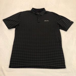 Nike Fit Dry Tiger Woods Collection Black White Striped Golf Polo Shirt Mens XL.
